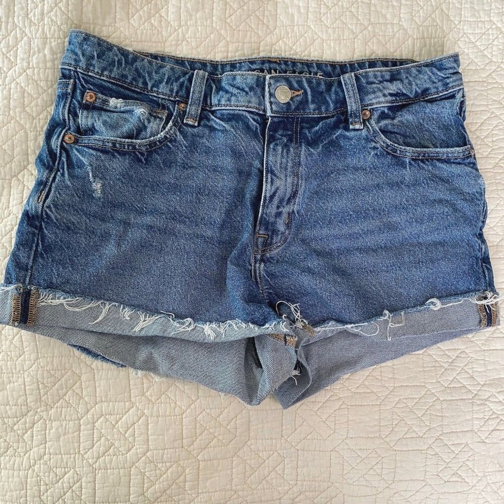 American Eagle Size 10 Denim Jean short Shorts Stretch Distressed 5 pocket